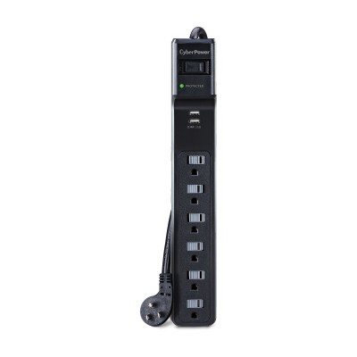 Supresor de picos CyberPower P604URC1, 6 cont. y 2 ptos usb