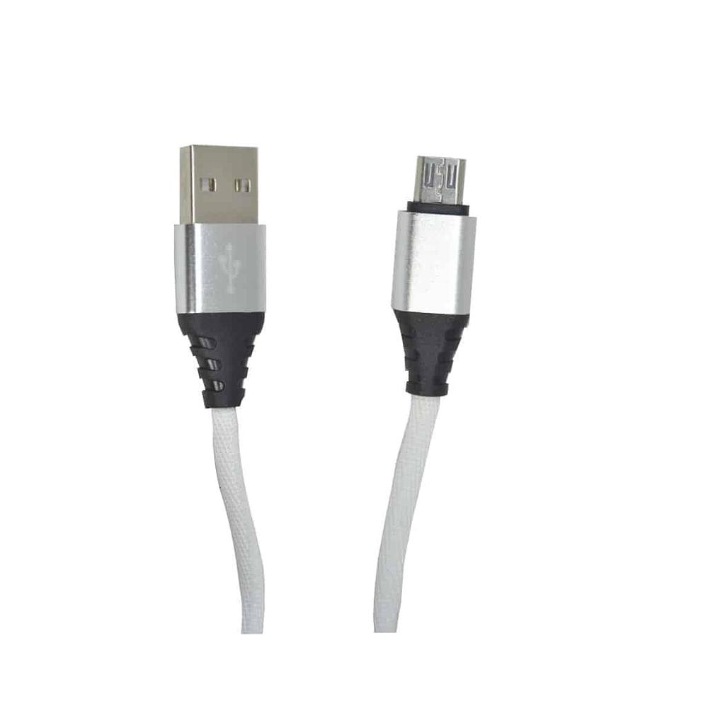 Cable USB a Micro USB, 1 metro, blanco punta metalico/Plata OvalTech