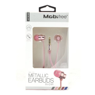 Audífonos In EAR Mobifree METALIC, Rosa, Alámbrico, 1.2 m