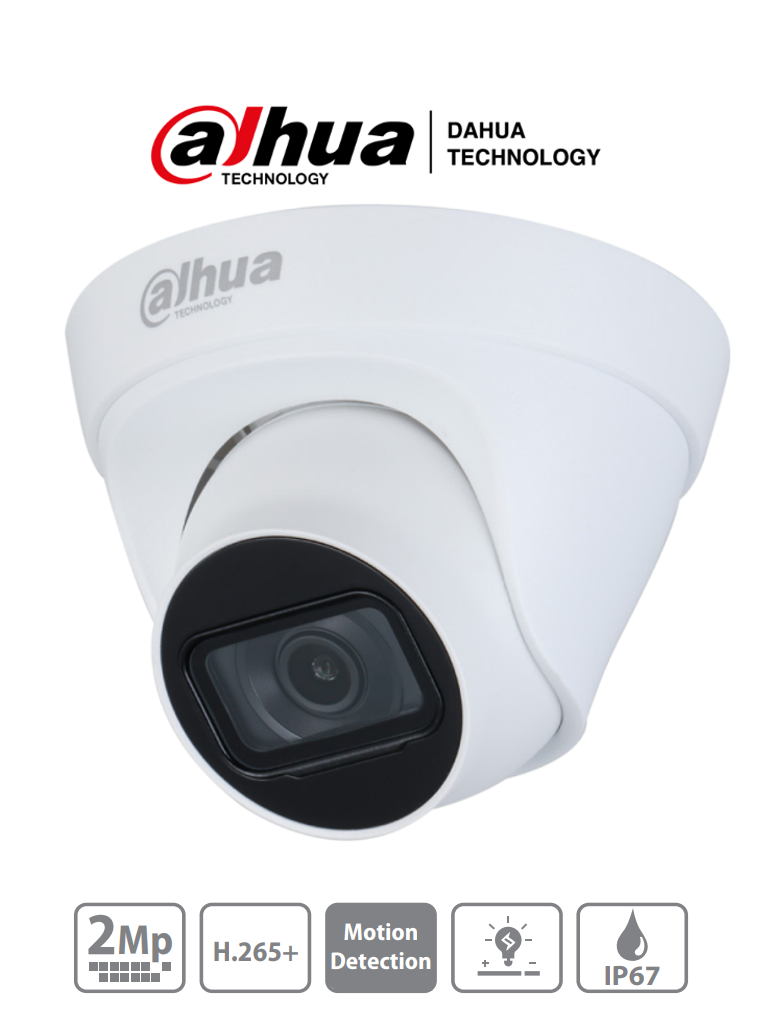 Camara IP Domo DAHUA IPC-HDW1230T1-S4 de 2 MP/H.265 105 Grados de Apertura