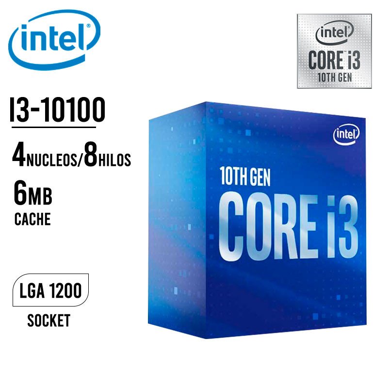Procesador Intel Core i3-10100, S-1200, 3,60GHz, QuadCore, 6MB Smart Caché