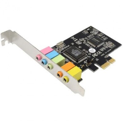 Tarjeta de sonido BROBOTIX 651923, 24 Bit, 5.1, PCI-E, Negro