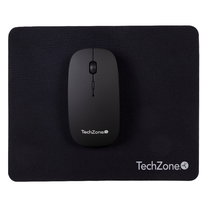 Mouse Inalámbrico Recargable con Mousepad TECHZONE TZ18MOUINAMP-NG, Negro, 800 - 1600 DPI