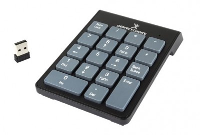 Teclado PERFECT CHOICE PC-201014 , USB, Numérico, Negro, Inalámbrico