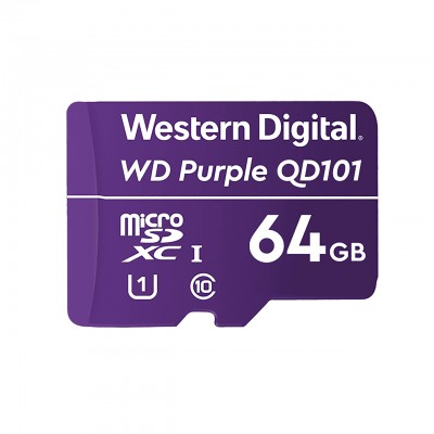 Memoria Micro SD WD Purple, 64GB, Clase 10, Clase de velocidad UHS 1 (U1) WDD064G1P0C