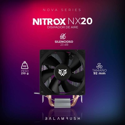 Disipador Balam Rush NITROX NX20 Velocidad: 1800 Rpm, Flujo de aire: 46 CFM