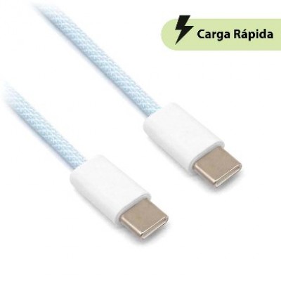 CABLE CARGA RÁPIDA, USB TIPO "C" A TIPO "C", TEJIDO, 1.0 M, AZUL (6001554), Brobotix