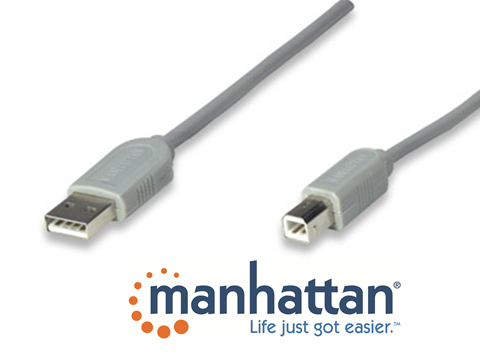 Cable USB A-B 3mts. Manhattan mod. 317863 gris 