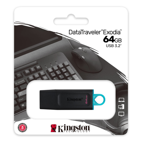 Memoria USB de 64GB Kingston DTX/64GB (Black + Teal)