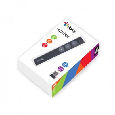 Presentador Láser Stylos STAPRL1B, Negro, USB, 24.6g, 50 m