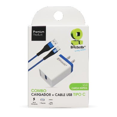 Cargador con cable USB Tipo C, carga rapida Brobotix 963325