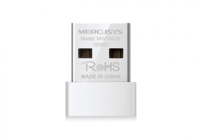 Adaptador NANO USB 2.0 MERCUSYS MW150US, Color blanco, 150 Mbit/s