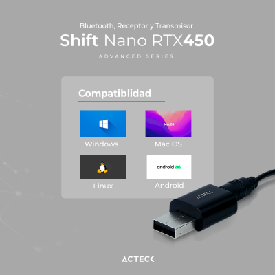 Adaptador USB A/Bluetooth Shift Nano RTX450 Acteck