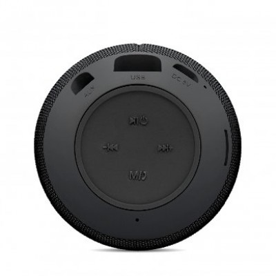 BOCINA BLUETOOTH, INALAMBRICA, RECARGABLE, STEREO C/RADIO FM, LECTOR USB, MICRO USB, 3.5 MM, REDONDA, PORTATIL, ANTIDESLIZANTE, NEGRO, BROBOTIX 263069