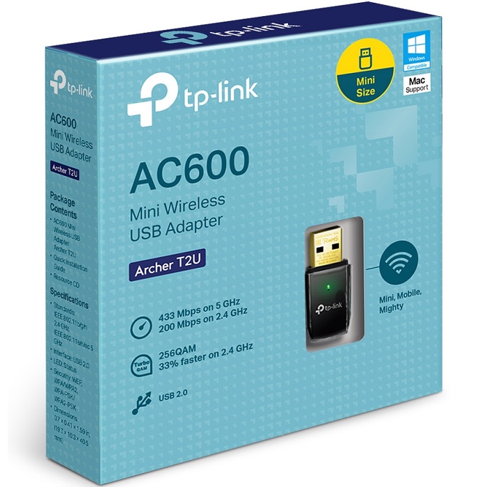 Adaptador USB TP-LINK Archer T2U, USB, 600 Mbit/s, 2.4 - 5, 