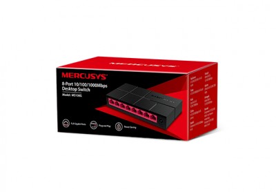 SWITCH 10/100/1000 MERCUSYS MS108G, Negro, RJ45, 8, RJ-45