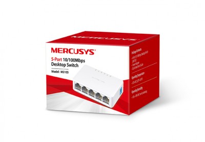 Mini Switch MERCUSYS MS105, Color blanco, 5 puertos, RJ-45 