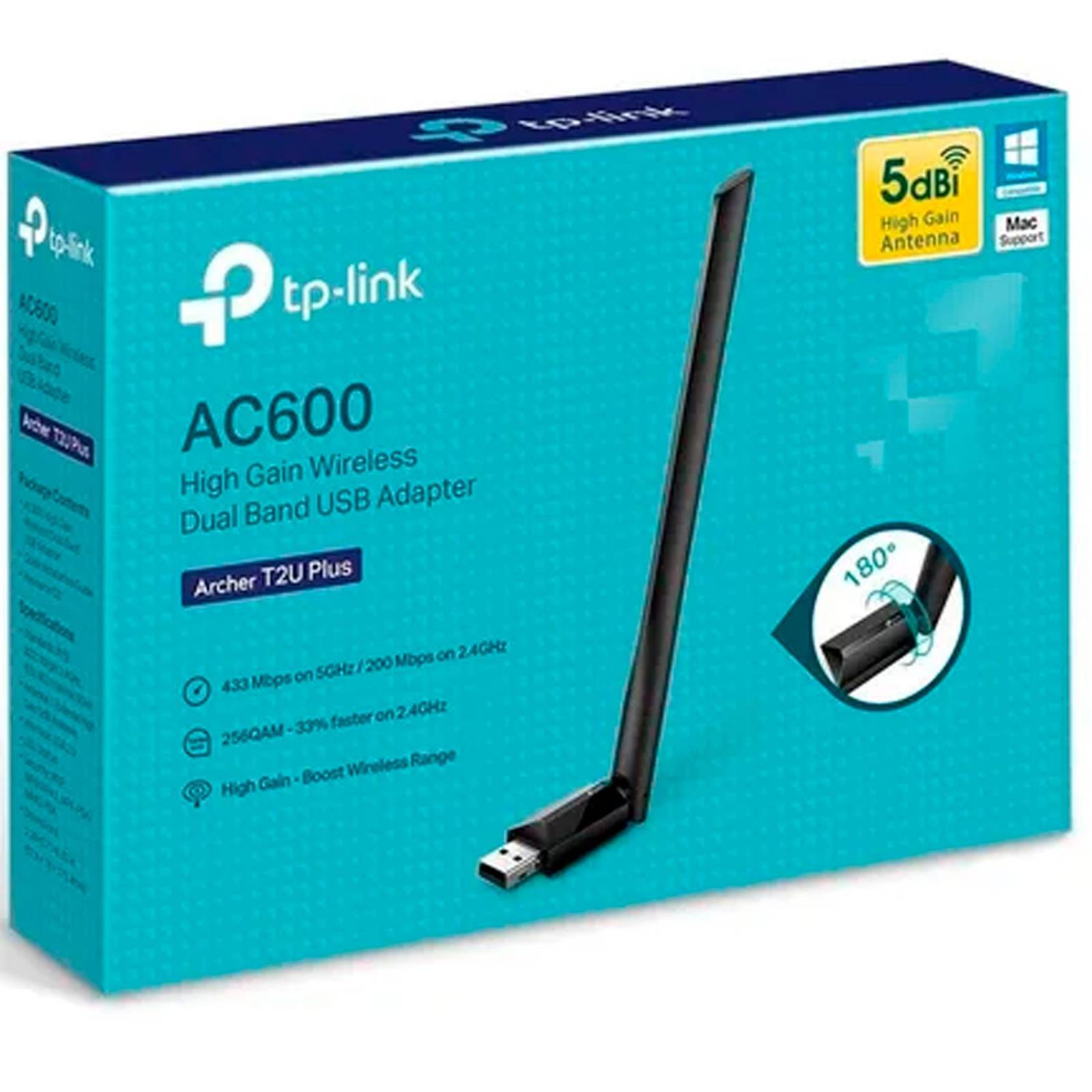Tarjeta de red TP-Link AC600 Archer T2U PLUS